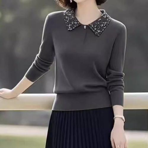 素雅订制女装原创品牌今年流行的秋季新款polo领针织衫半身裙套装