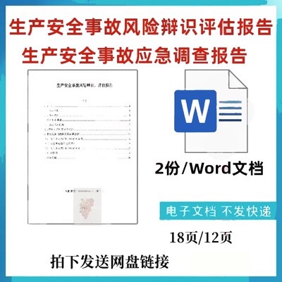 公司企业工厂生产事故风险辨识评估调查应急资源报告电子版