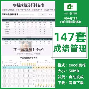 学生成绩管理系统排名统计分析个人成绩自动计算曲线图excel表格
