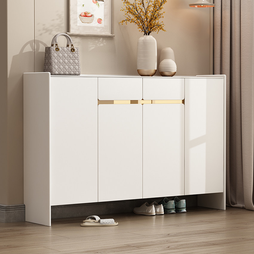 轻奢大容量奶油白鞋柜收纳家用门口现代简约客厅入户玄关柜门厅柜