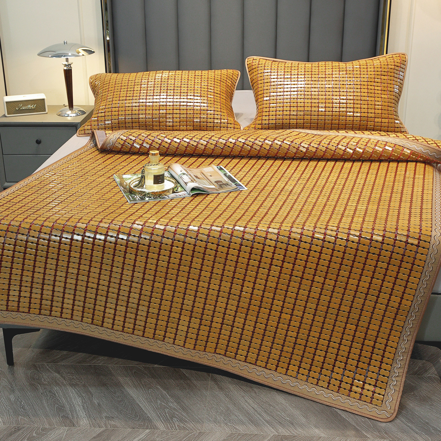 夏季麻将凉席碳化麻将席1.8m可折叠竹席单双人家用学生宿舍竹席子