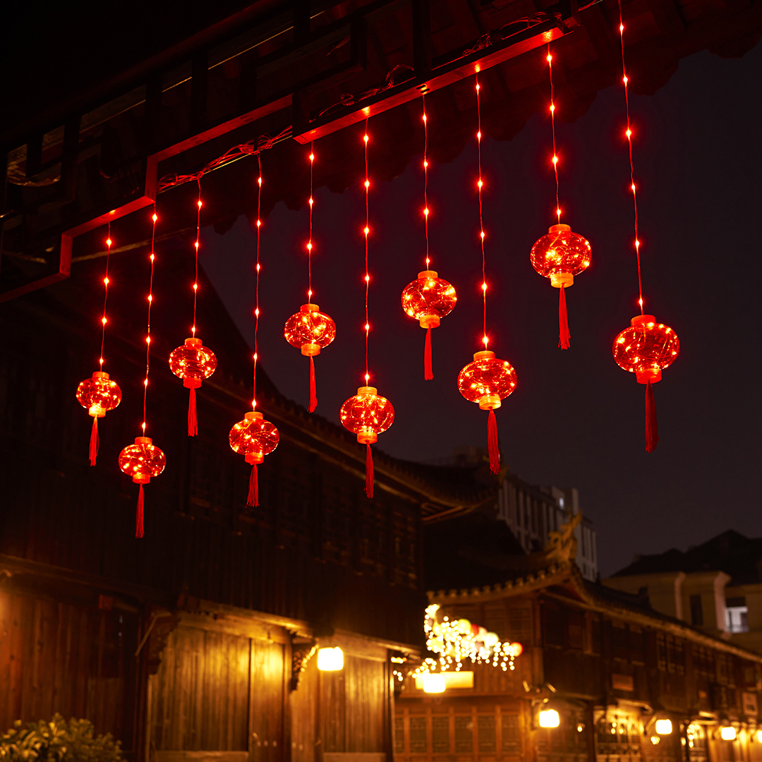 防水LED春节新年大红灯笼户外