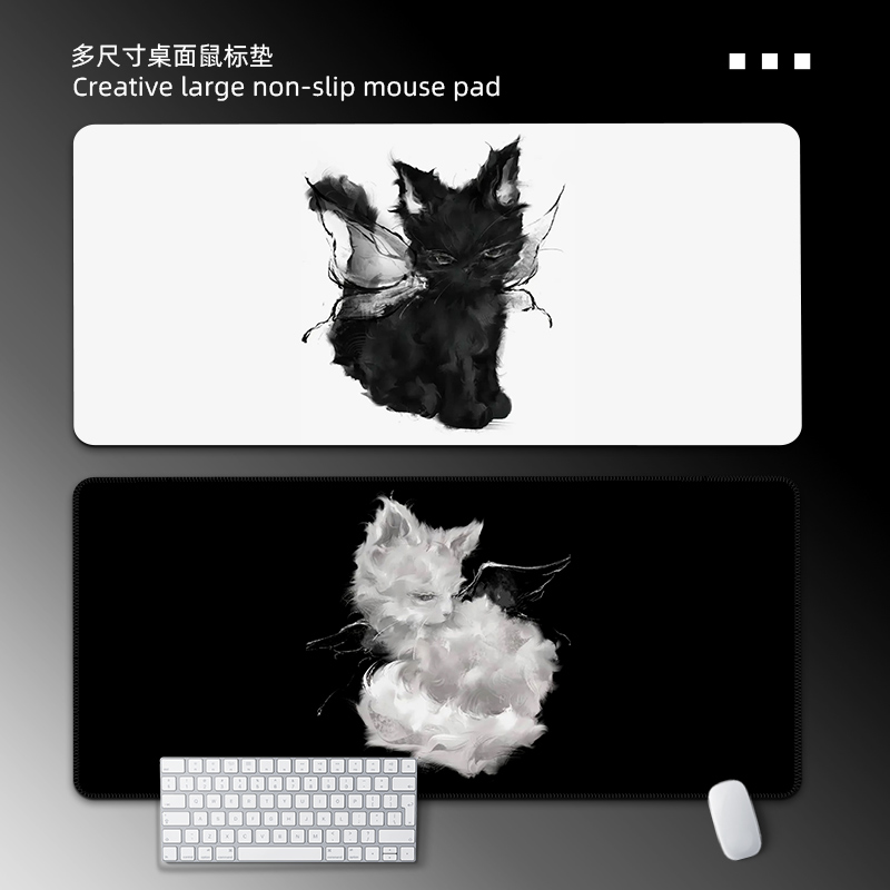 黑白极简电竞鼠标垫超大电脑桌垫