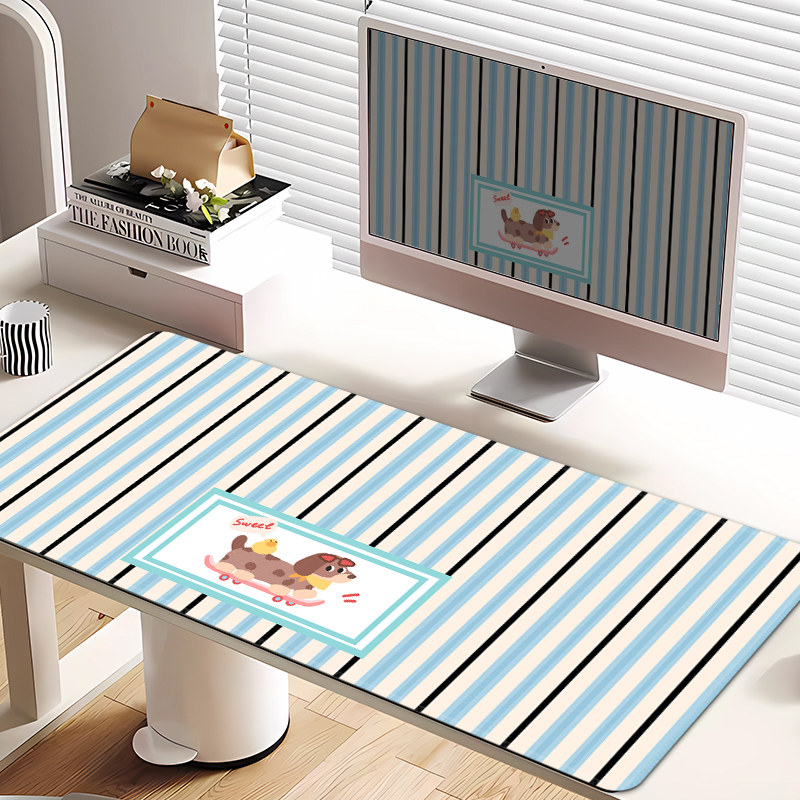 条纹腊肠狗鼠标垫女生高颜值桌垫