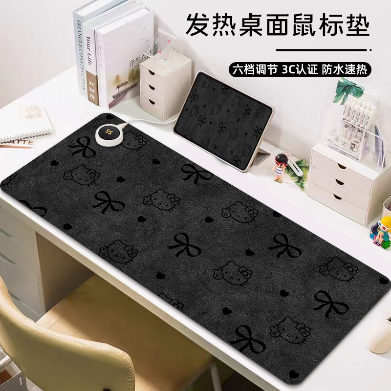 秋冬加热鼠标垫超大女生高颜值办公室暖手发热桌垫键盘垫灰底线条小动物电脑垫左开关家用儿童学习写字垫定制,3C数码配件,USB暖手鼠标垫,淘宝优惠券,粉丝福利购,淘宝优惠卷