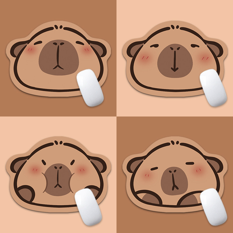 可爱卡皮巴拉小号鼠标垫异形电脑桌垫定制创意搞笑办公键盘垫水豚