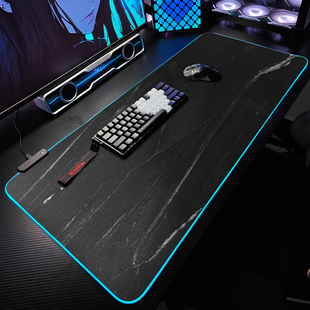大理石纹理发光鼠标垫fps专用电竞游戏键盘垫大号电脑桌垫滑鼠垫