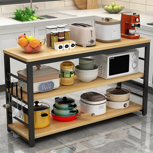 厨房置物架落地多层多功能切菜桌微波炉收纳储物柜靠墙桌子长方形