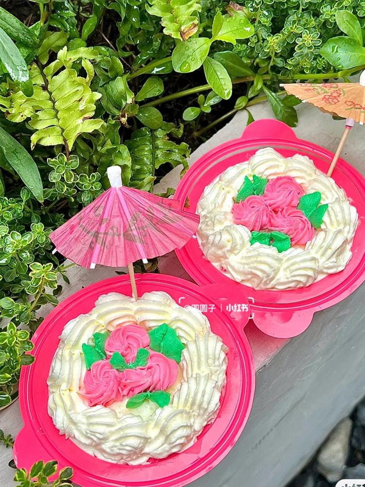 老式装蛋羔手提粉色花蓝童年小花篮蛋糕塑料包装盒子打包手拿合子