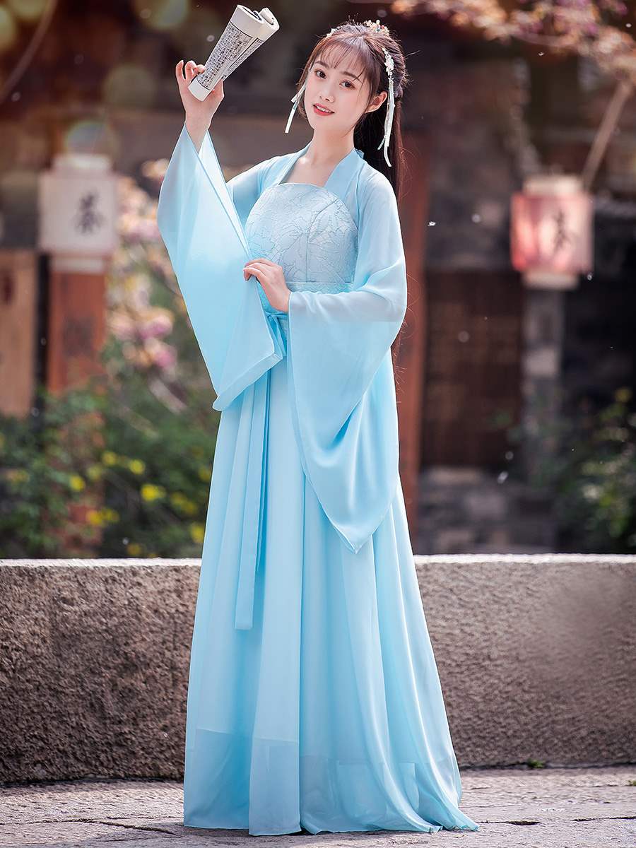 正品汉服古装女中国风汉服女古装演出服超仙仙女古筝