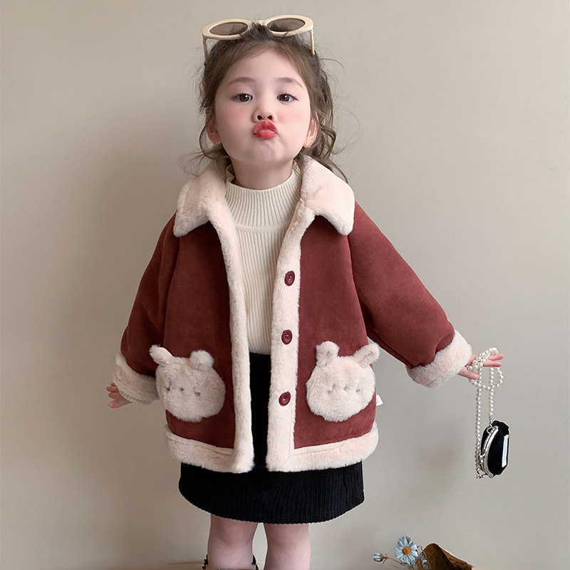 女童加绒外套秋冬款2026新款宝宝儿童冬装厚夹棉皮毛一体红色上衣,童装/婴儿装/亲子装,普通外套,淘宝优惠券,粉丝福利购,淘宝优惠卷