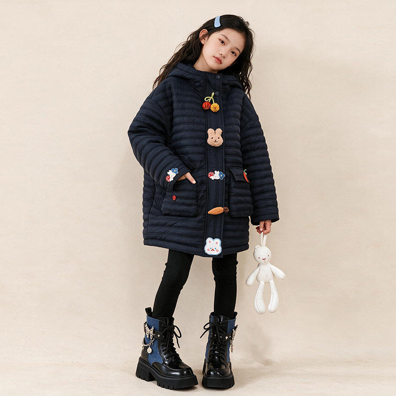 女童冬季棉服加厚保暖连帽外套
