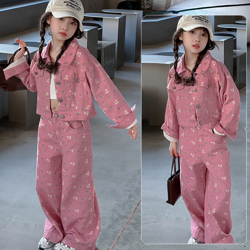 女童春秋套装2025新款洋气女大童春装韩版儿童休闲阔腿裤两件套潮