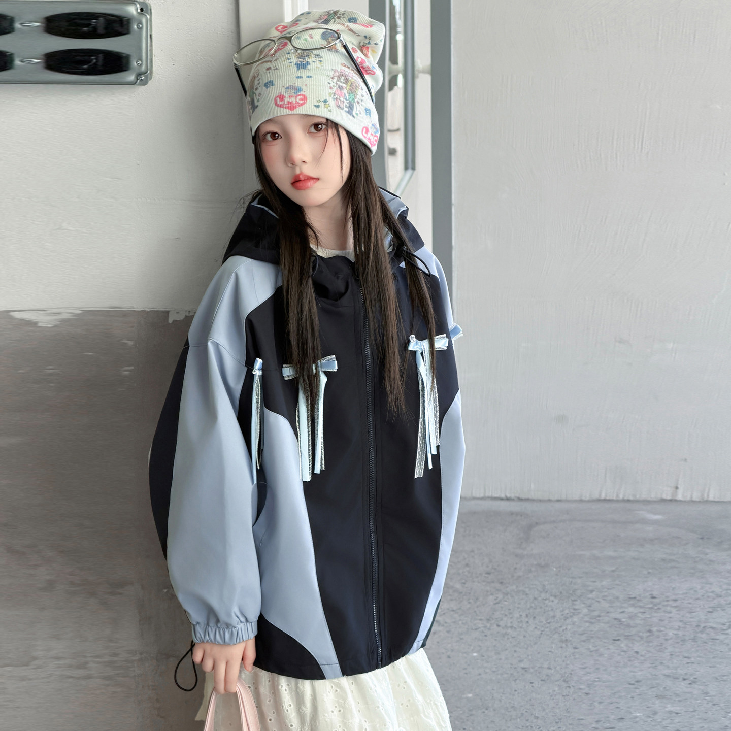 女童春秋季冲锋衣连帽外套