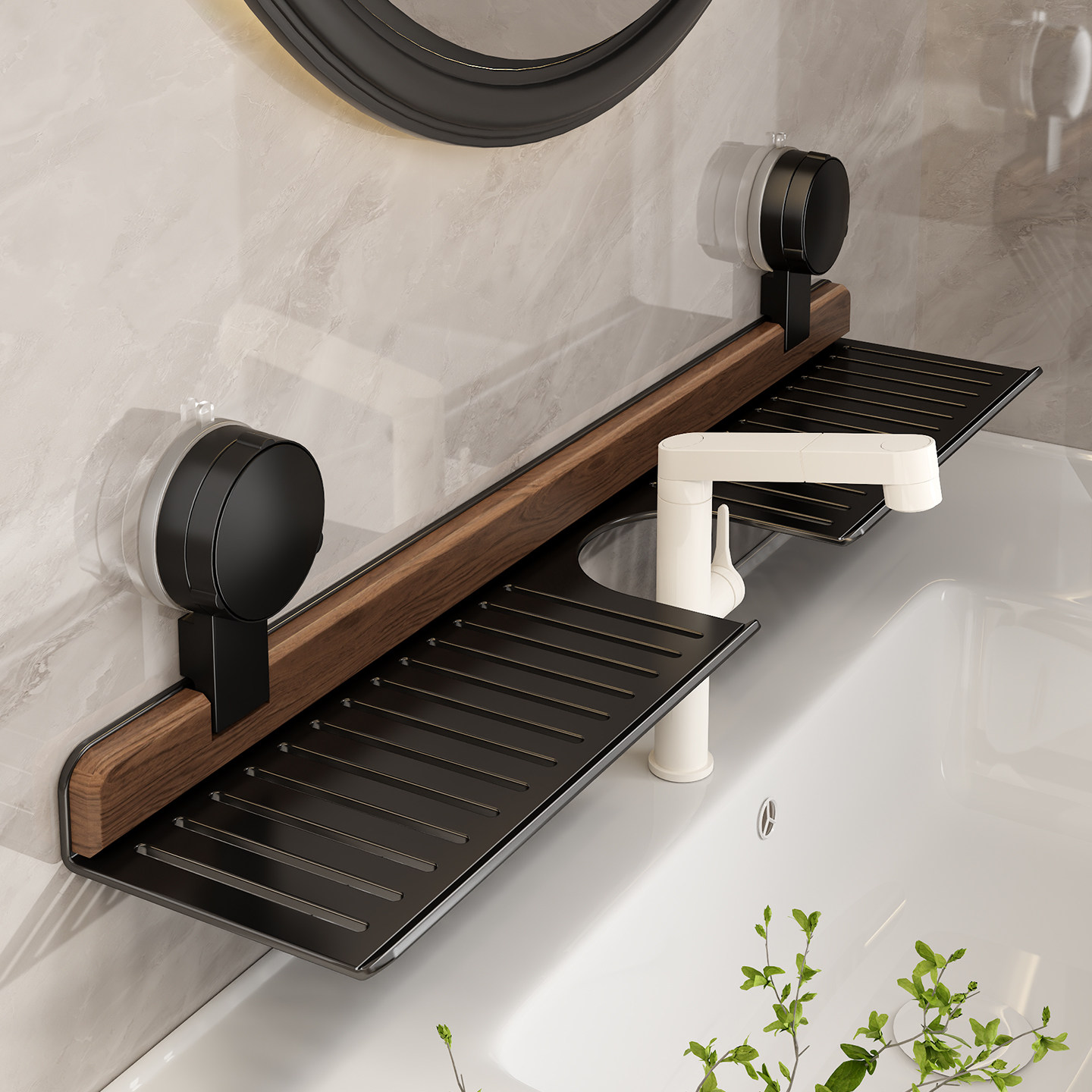 胡桃木卫生间置物架洗漱台镜前架子浴室水龙头吸盘免打孔收纳整理,家庭/个人清洁工具,浴室角架/置物架,淘宝优惠券,粉丝福利购,淘宝优惠卷