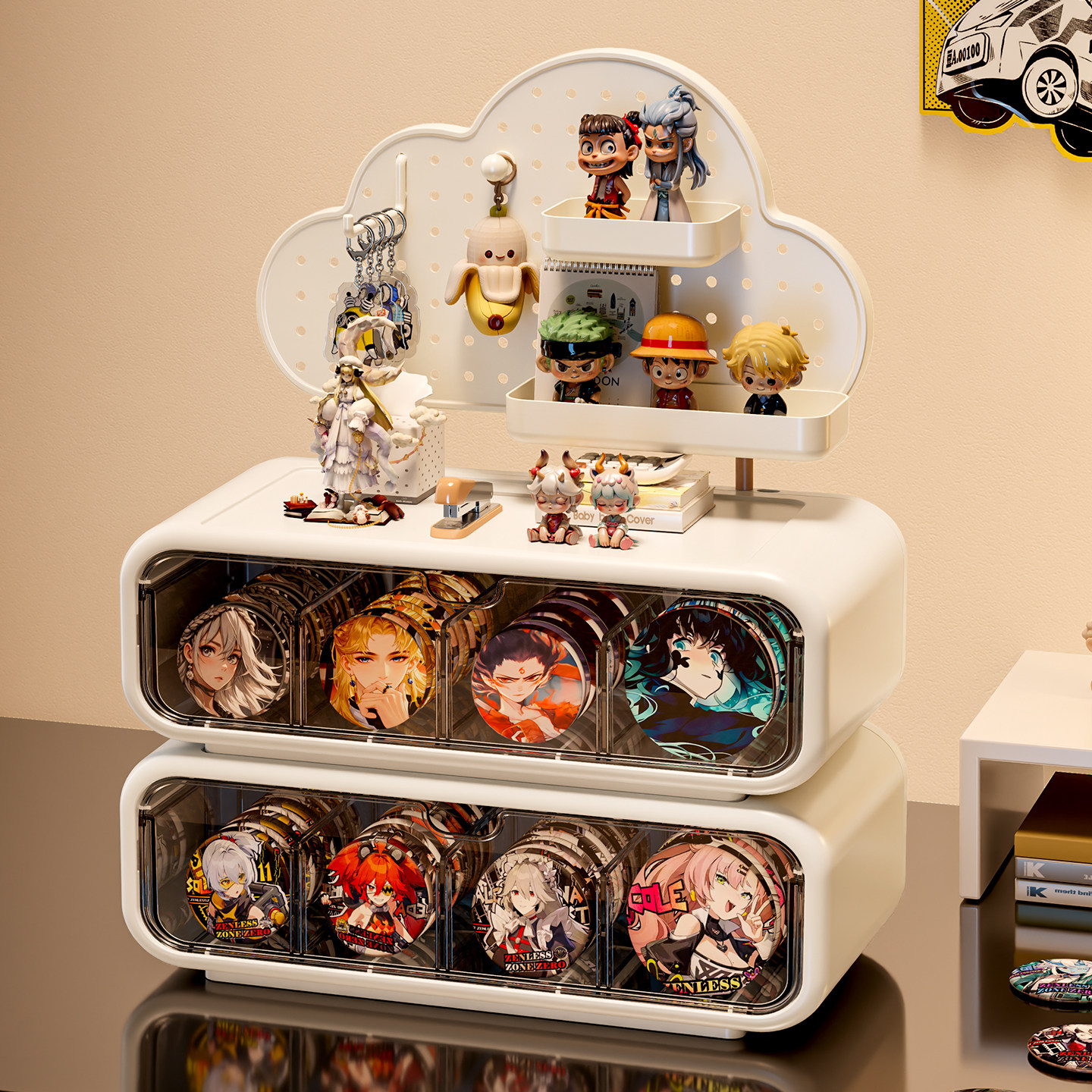 抽屉式透明防尘吧唧展示收纳盒