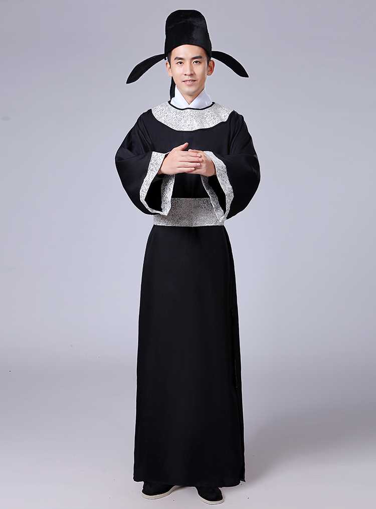 高档唐朝古装汉服男李白演出服端午节书生秀才舞台表演服明宋文人