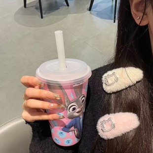 高颜值HelloKitty毛绒水钻发夹粉白鸭嘴夹可爱少女日常侧边头