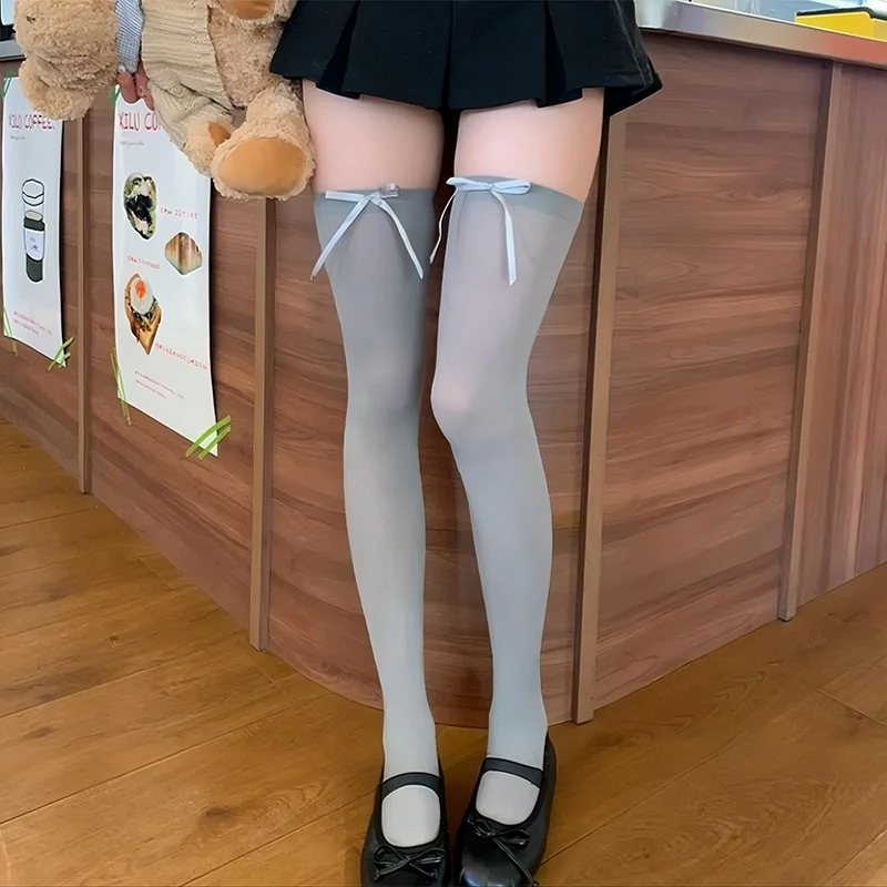 春夏季薄款烟灰色小腿袜