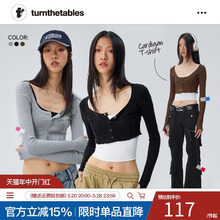 上衣女修身 短款 内搭吊带针织开衫 打底罩衫 Turnthetables两件长袖