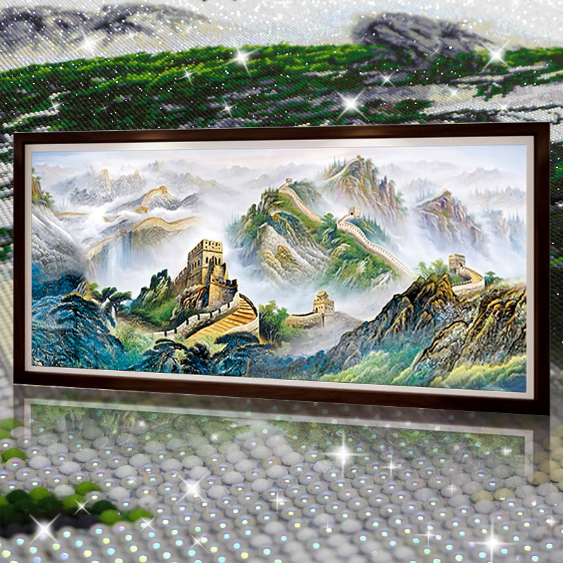万里长城2024新款5d水晶钻石画满钻点钻贴钻十字绣客厅风景砖石秀