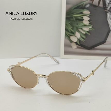 ANICA LUXURY 男女款高级复古金框老钱风猫眼小框渐变墨镜太阳镜
