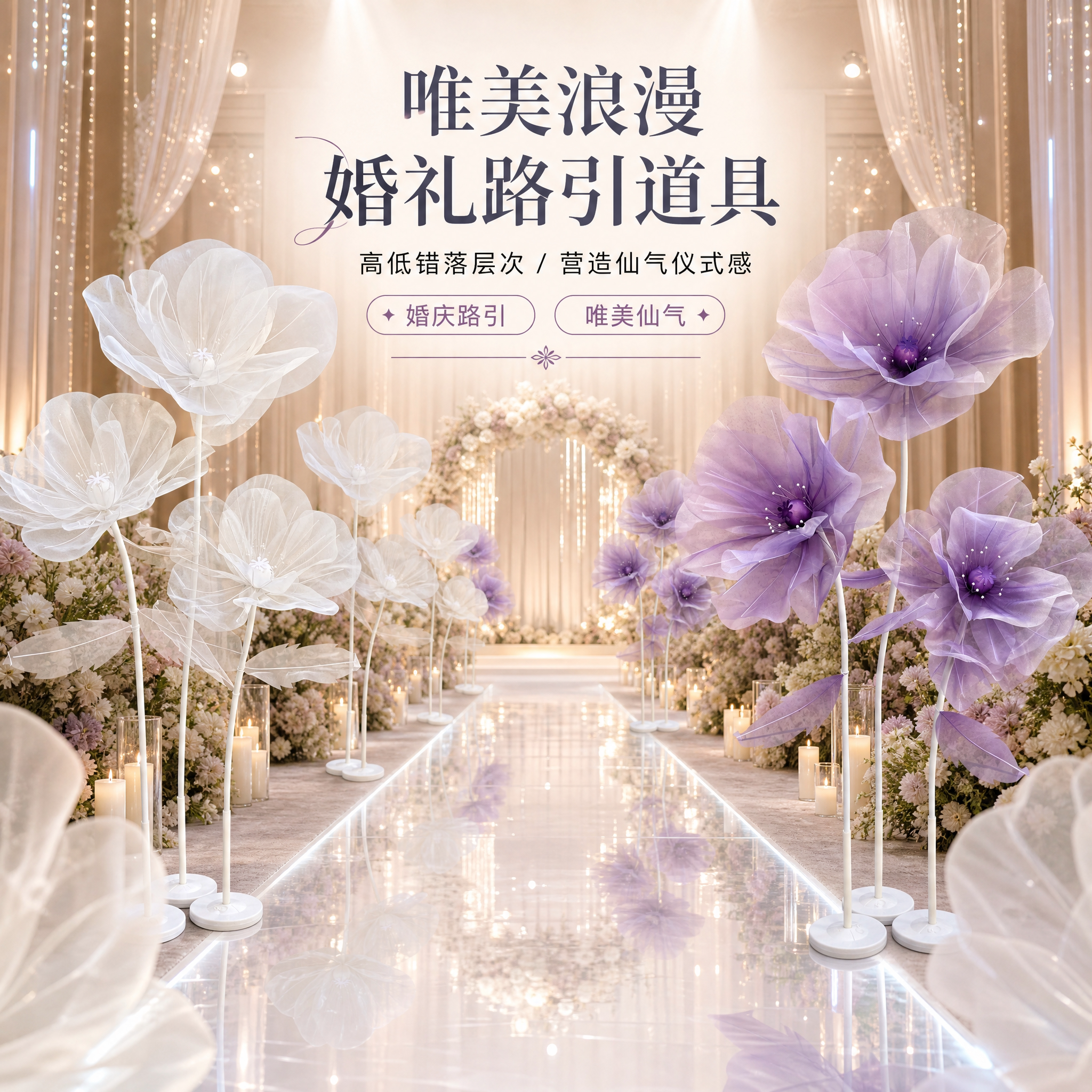 婚庆路引花真丝花摆件手工成品