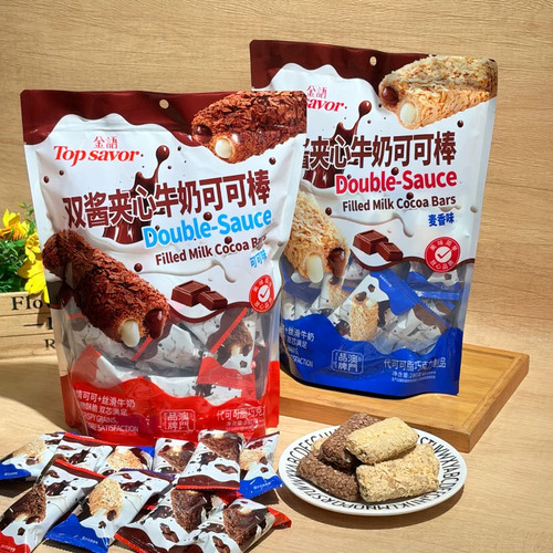 金语双酱夹心牛奶可可棒麦香味可可味休闲小零食