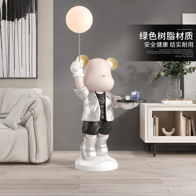 网红暴力熊大型落地摆件轻奢客厅电视柜旁门店雕塑搬家乔迁礼物