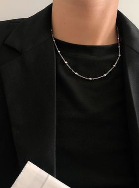 MASKEDFOXES潮牌高级感钢珠拼接锁骨链男女个性轻奢小众项链颈饰