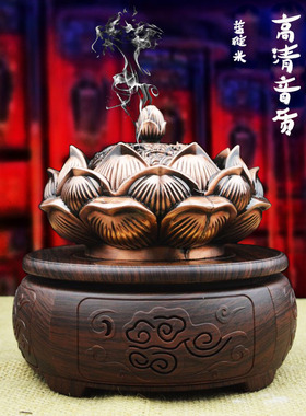 纯铜花开古典音乐机熏香炉国风轻音乐可插卡蓝牙遥控高清音质摆件