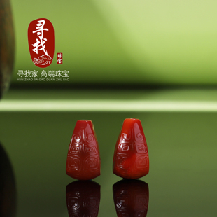 寻找家！正品天然瓦西南红三通佛头 柿子红牛血红 精雕回纹单颗配