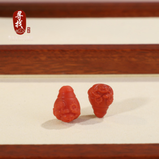 寻找家天然瓦西南红一体三通佛头佛公 苏工精雕 满色满肉手串配饰