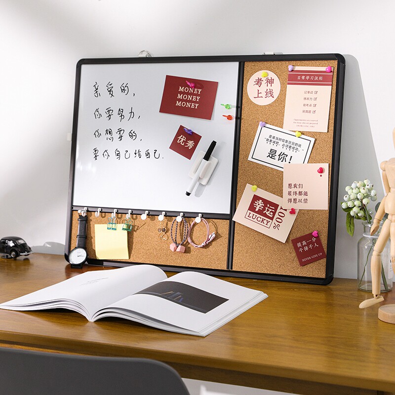 富尼多拼接黑框板磁性ins软木板白板背景墙留言板钉板公示栏软木