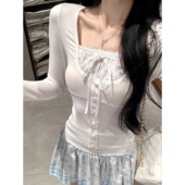 氧气白女 早秋长袖 T恤 一颗甜桃yikett 半身裙女气质两件套装