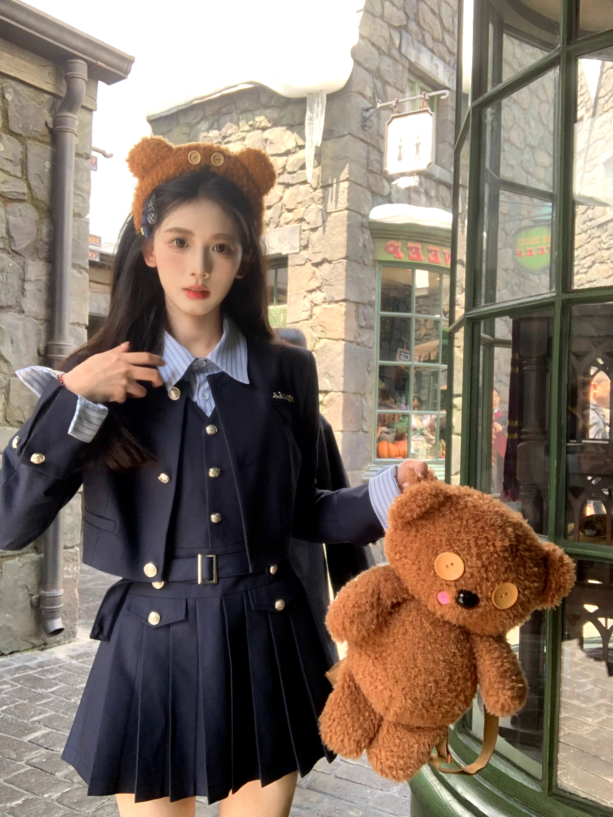 【特价6折】《霍格沃茨学姐》学院风短外套女/衬衫/马甲套装秋