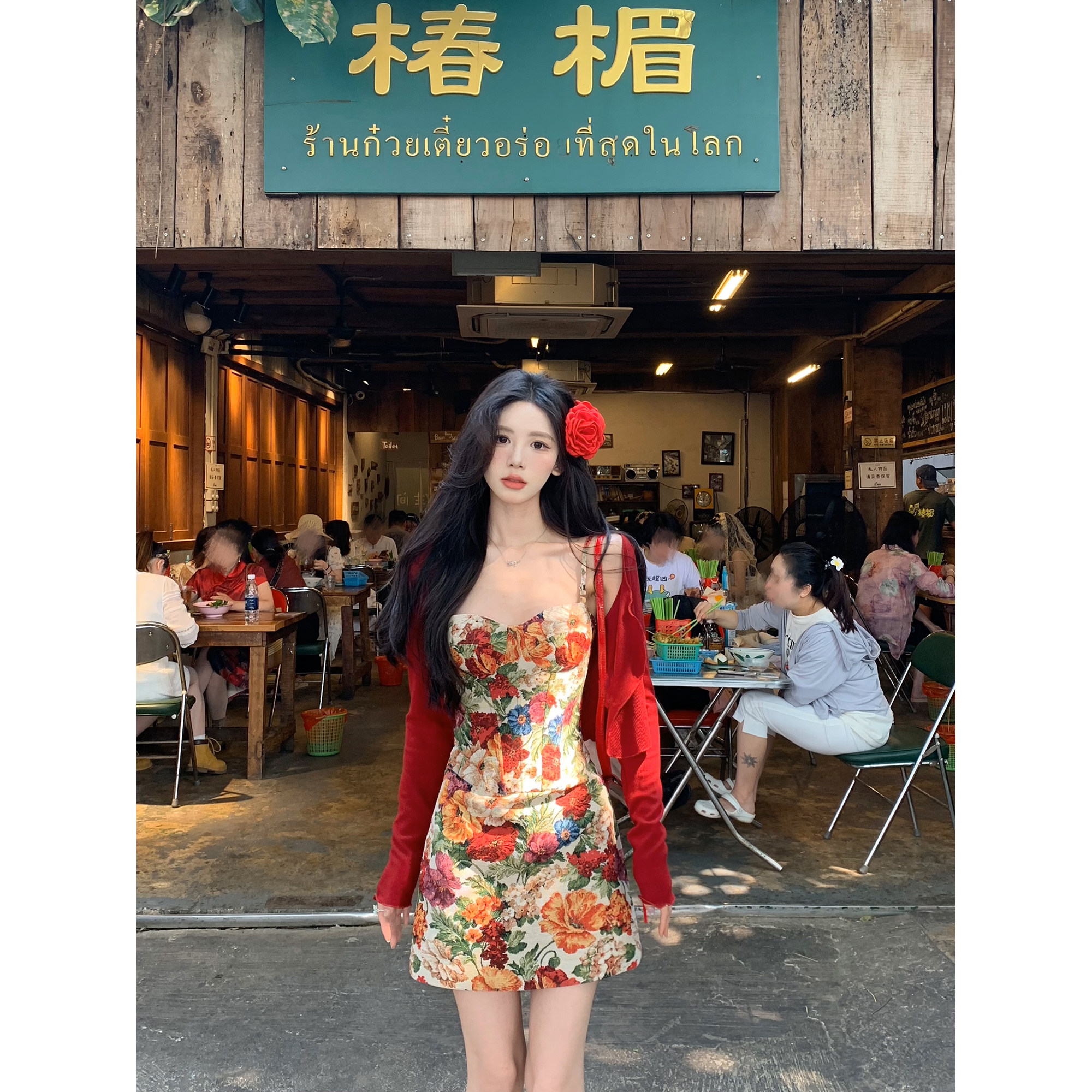 【现货】一颗甜桃yikett《中古玫瑰》夏吊带碎花连衣裙度假风仙女