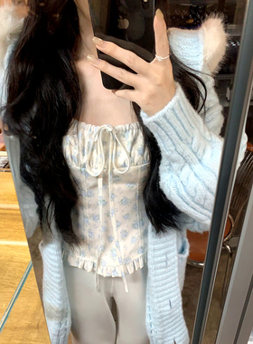 一颗甜桃yikett《甜甜小碎花》小吊带印花上衣内搭打底外穿女