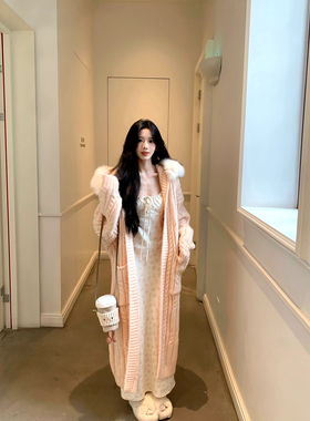 一颗甜桃yikett《暖呼甜甜桃》早秋穿搭针织开衫chao厚实毛衣外套