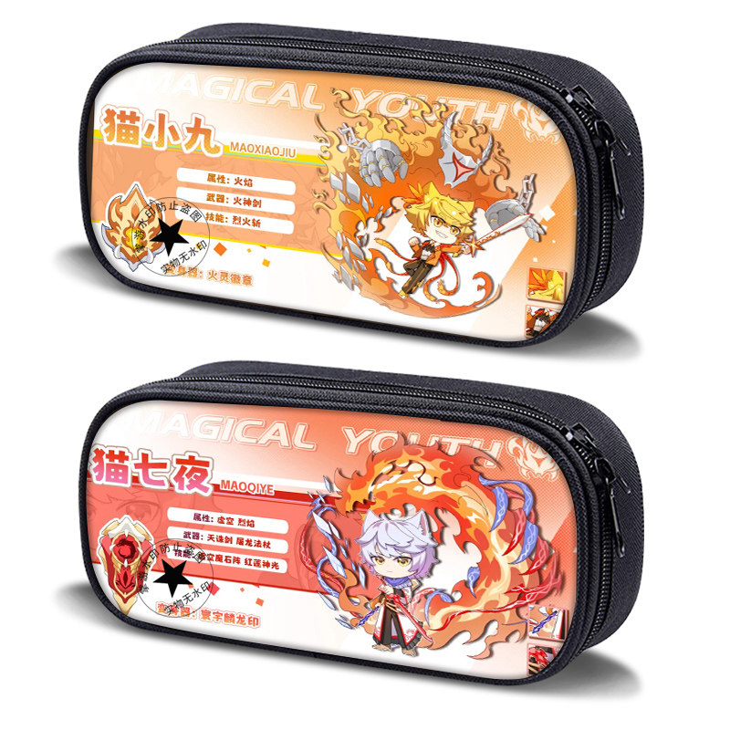 ins风学生卡通水笔袋防水帆布印花笔盒猫小九猫天一猫八两周边动漫