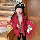 保暖连帽棉袄 洋气儿童夹棉加厚外套宝宝冬季 女童棉服冬装 2025新款