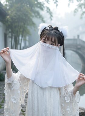 面纱遮脸直播汉服耳饰挂耳古代
