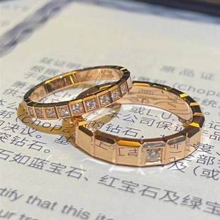 肖邦戒指明星同款素圈情侣对戒女纯银方块男士高级感食指排钻