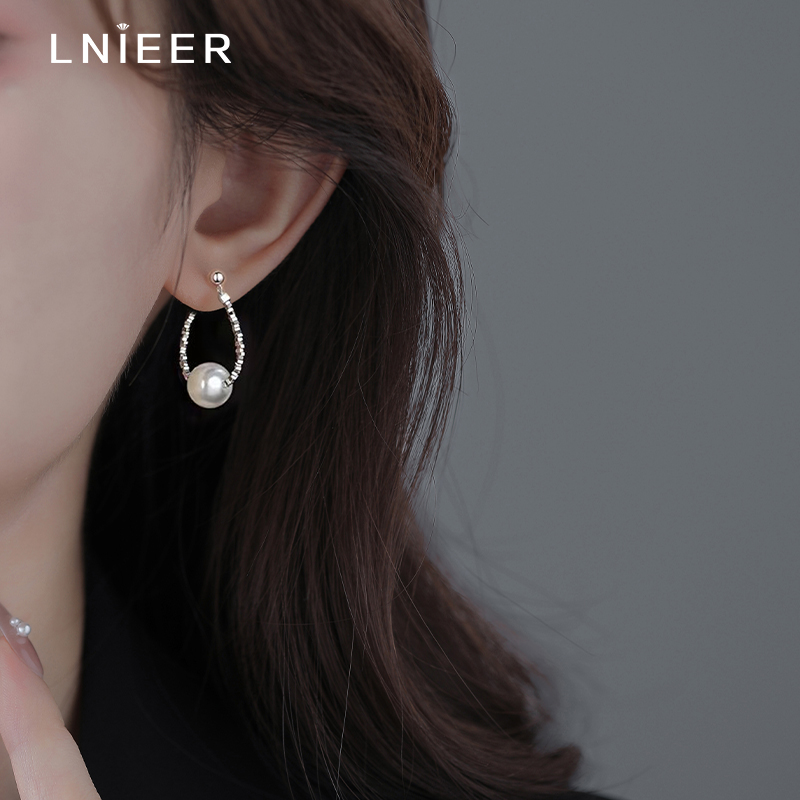 LNIEERS925银碎银子珍珠耳环女