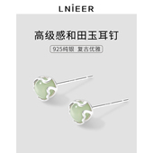 925纯银和田玉耳钉女养耳洞耳环小众设计感小清新耳饰2026年新款