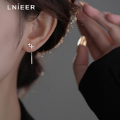 999纯银星耳线养耳洞耳环女耳钉2025新款 轻奢小众耳坠足银耳饰