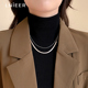 钛钢不掉色 双层叠戴蛇骨细项链女小众设计高级素链锁甜酷毛衣链