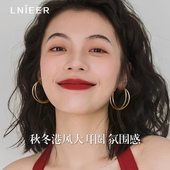 复古港风素圈耳圈耳环女大圈圈高级感圆圈金色925纯银针耳饰耳钉