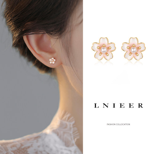 925纯银樱花女2024年新款耳钉