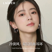 999纯银针金属双圈耳环2025新款 爆款 女高级感素圈显脸小耳圈